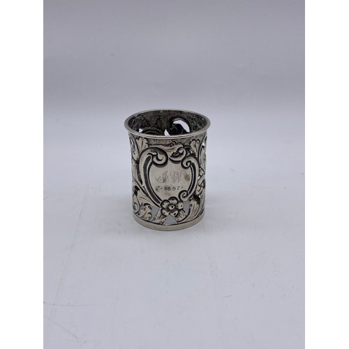 467 - BIRMINGHAM SILVER ACANTHUS SCROLL BOTTLE COVER