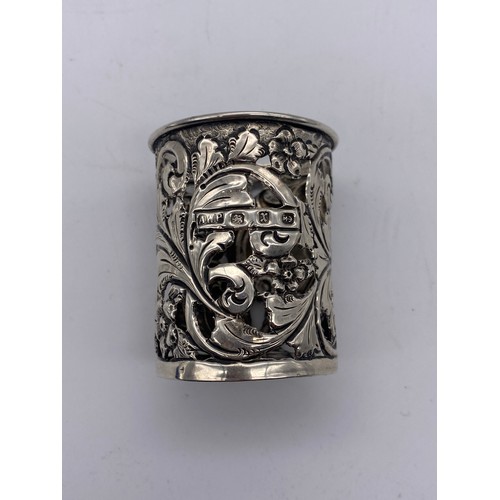 467 - BIRMINGHAM SILVER ACANTHUS SCROLL BOTTLE COVER