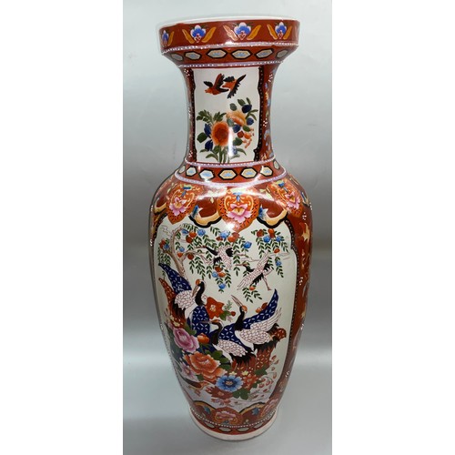 411 - REPRODUCTION CHINESE DESIGN BALUSTER POTTERY VASE