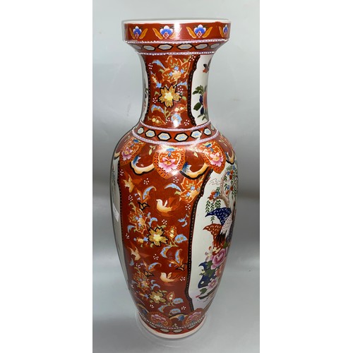 411 - REPRODUCTION CHINESE DESIGN BALUSTER POTTERY VASE