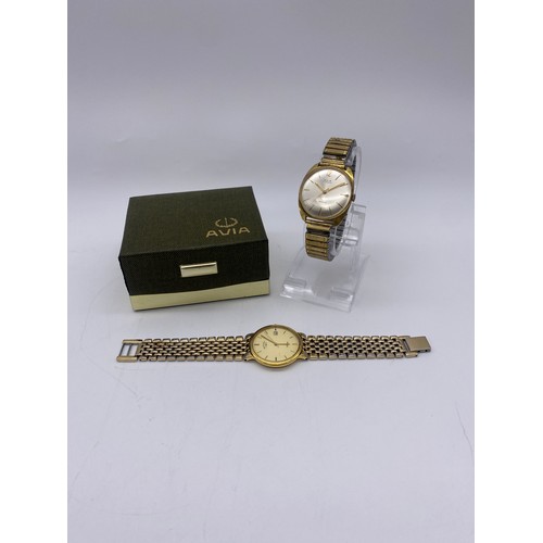 564 - GENTS ROTARY PRESTIGE CHELTENHAM WRIST WATCH AND A BOXED AVIA 17 JEWELL WRISTWATCH ON EXPANDING BRAC... 