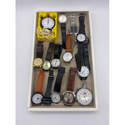 539 - SELECTION OF MAINLY GENTS WRISTWATCHES AND A STOP WATCH