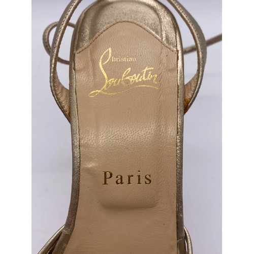 536 - PAIR OF LADIES CHRISTIAN LOUBOUTIN GOLD KNOT HEELS SIZE 40 IN DUST BAG