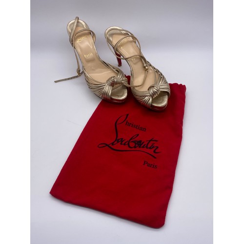 536 - PAIR OF LADIES CHRISTIAN LOUBOUTIN GOLD KNOT HEELS SIZE 40 IN DUST BAG