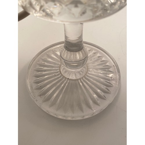 586 - PAIR OF ETCHED GLASS ELECTRIFIED HURRICANE LAMP TABLE LIGHTS