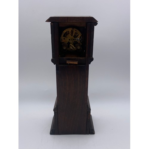 415 - MINIATURE OAK LONGCASE TIMEPIECE