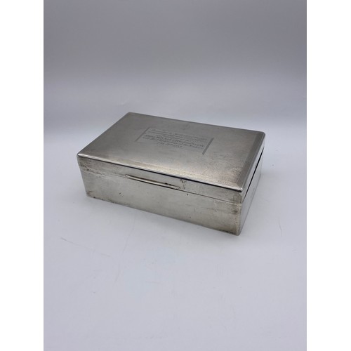 473 - BIRMINGHAM SILVER PRESENTATION TABLE CIGARETTE/CIGAR BOX