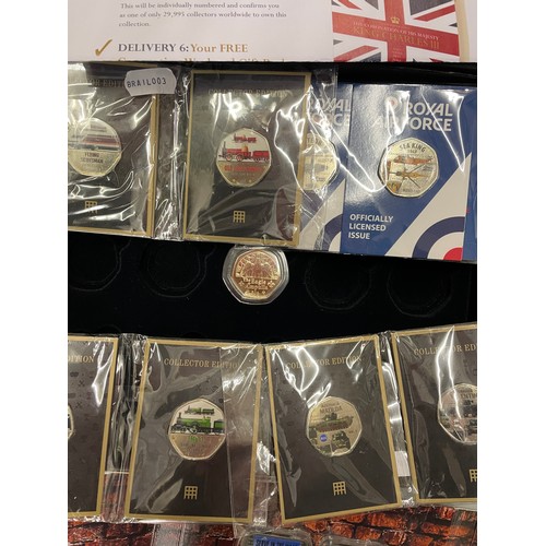 589 - BOX CONTAINING CORONATION OF KING CHARLES 2023 50 PENCE PIECE, WESTMINSTER COLLECTOR EDITION COINS A... 