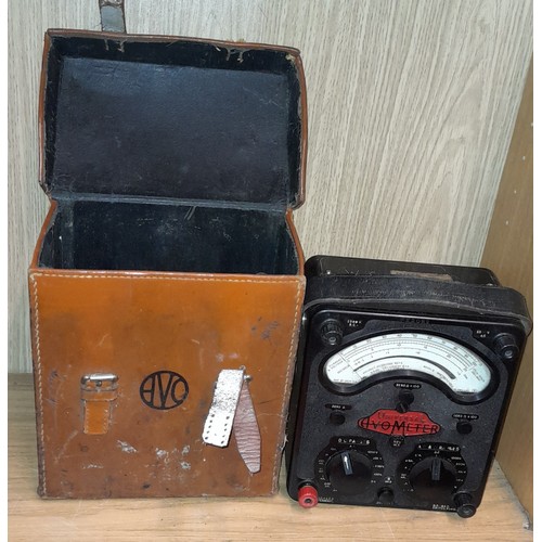 594 - VINTAGE AVOMETER, BATTERY CHARGER AND BICYCLE PUMP