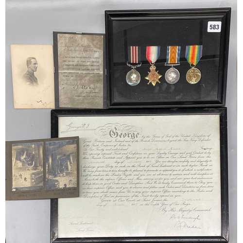 583 - FRAMED AND GLAZED FOUR MEDAL GROUP TO NIGEL STEPHEN ARNOLD NUMBER 49574 OF THE ROYAL ENGINEERS REGIM... 