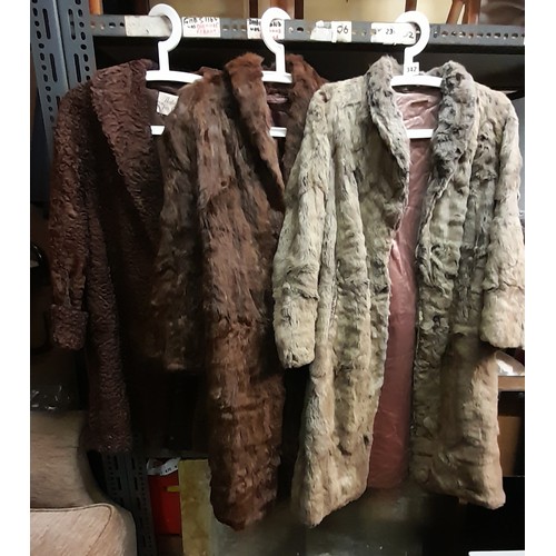 342 - VINTAGE FUR COAT, ONE OTHER AND A BROWN BUCLE COAT