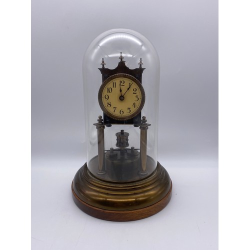 406 - ANNIVERSARY TYPE CLOCK UNDER GLASS DOME