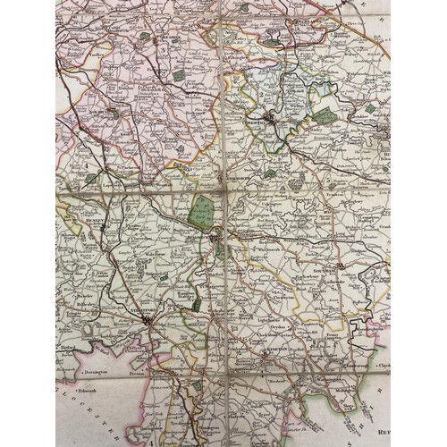 574 - FOLDED NEW MAP OF THE COUNTY OF WARWICK DIVIDED INTO HUNDREDS BY R. ROWE LONDON 1811