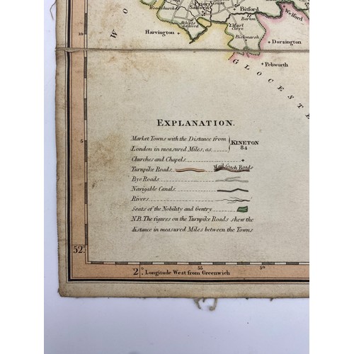 574 - FOLDED NEW MAP OF THE COUNTY OF WARWICK DIVIDED INTO HUNDREDS BY R. ROWE LONDON 1811