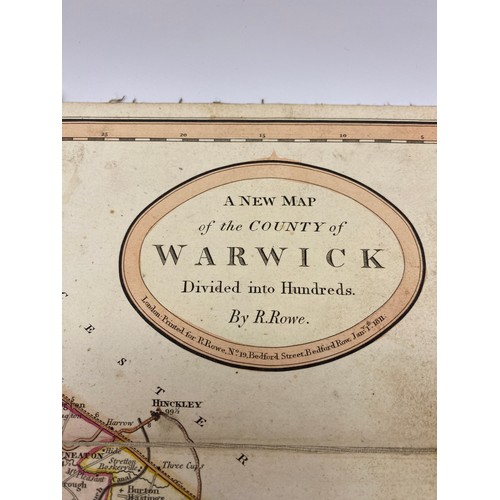 574 - FOLDED NEW MAP OF THE COUNTY OF WARWICK DIVIDED INTO HUNDREDS BY R. ROWE LONDON 1811