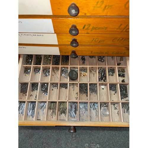 575 - TWO MULTI DRAWER CABINETS OF WATCH REPAIRERS PARTS AND SPARES