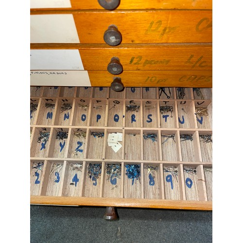 575 - TWO MULTI DRAWER CABINETS OF WATCH REPAIRERS PARTS AND SPARES