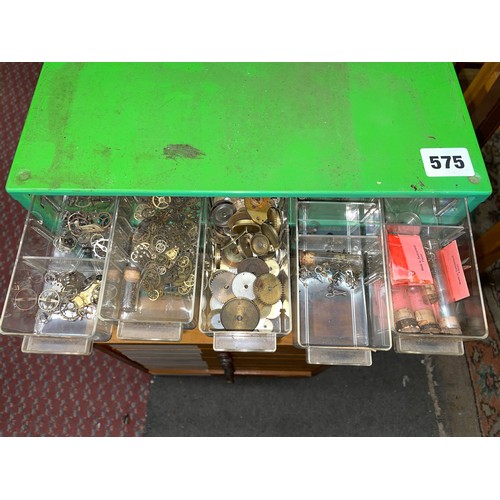 575 - TWO MULTI DRAWER CABINETS OF WATCH REPAIRERS PARTS AND SPARES