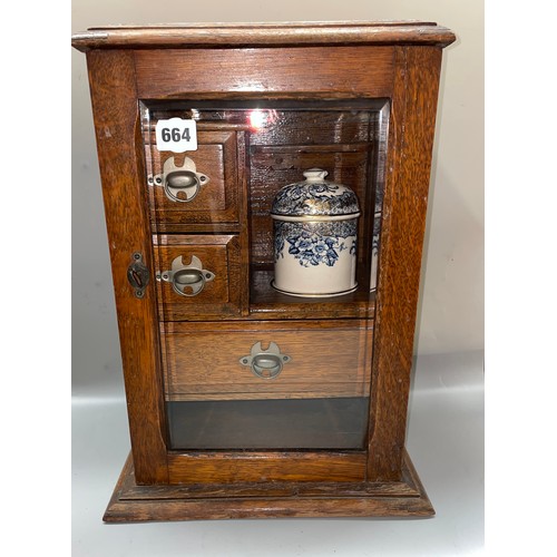 664 - OAK GLAZED DOOR SMOKERS CABINET