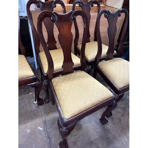 21 - SET OF SIX REPRODUCTION QUEEN ANNE STYLE CARVED CABRIOLE LEG DINING CHAIRS