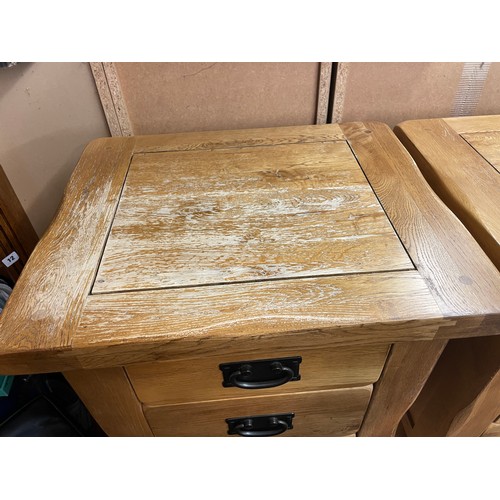 8 - PAIR OF CHUNKY OAK THREE DRAWER BEDSIDE CHESTS