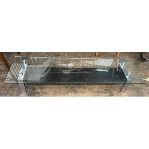 59 - CHROME AND GLASS RECTANGULAR MEDIA UNIT