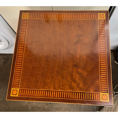 62 - EDWARDIAN MAHOGANY AND LINE INLAID REVOLVING LIBRARY BOOKCASE