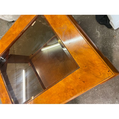 92 - CHINESE INFLUENCED GLASS INSET LAMP TABLE