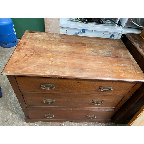 77 - EDWARDIAN WALNUT THREE DRAWER CHEST