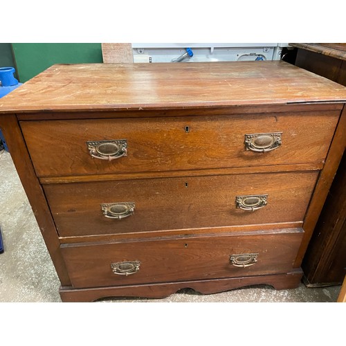 77 - EDWARDIAN WALNUT THREE DRAWER CHEST