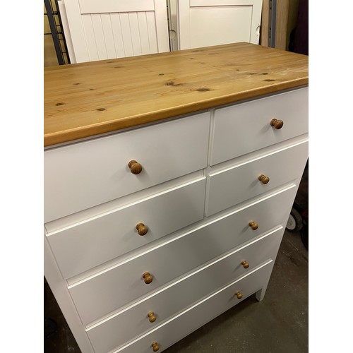 161 - CREAM PAINTED FOUR OVER THREE DRAWER TALL CHEST