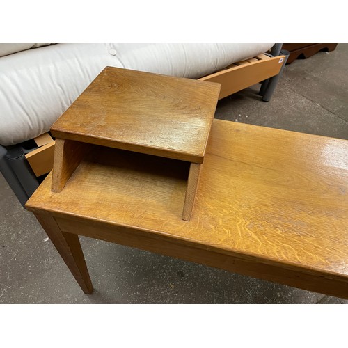 122 - OAK TELEPHONE HALL BENCH AND TRIPOD WINE TABLE