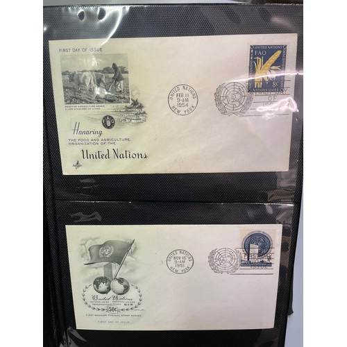 425 - BINDER OF 1950S US UNITED NATIONS & OTHER FIRST DAY COVERS FROM 1930S 40S 50S AND 60S