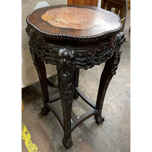 146 - CHINESE HARDWOOD ROUGE DE FER INSET JARDINIERE STAND