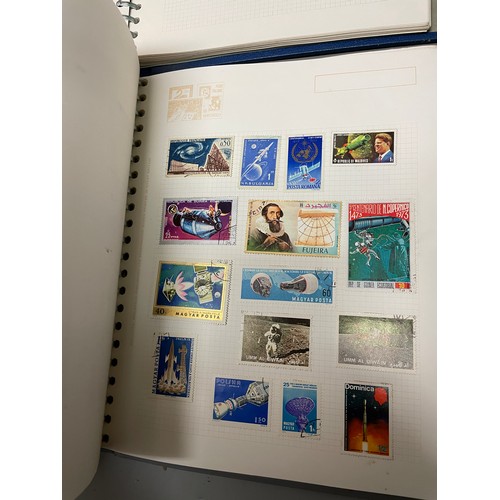 465 - STAMP ALBUMS CONTAINING GB AND COMMONWEALTH WORLD STAMPS AND TWO TEACARD ALBUMS