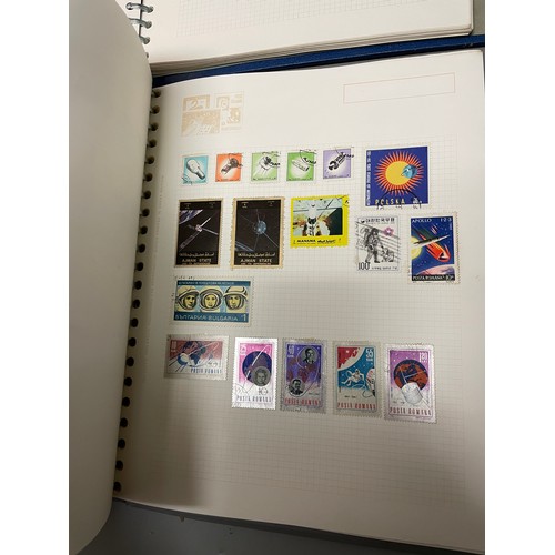 465 - STAMP ALBUMS CONTAINING GB AND COMMONWEALTH WORLD STAMPS AND TWO TEACARD ALBUMS