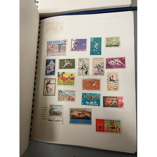 465 - STAMP ALBUMS CONTAINING GB AND COMMONWEALTH WORLD STAMPS AND TWO TEACARD ALBUMS