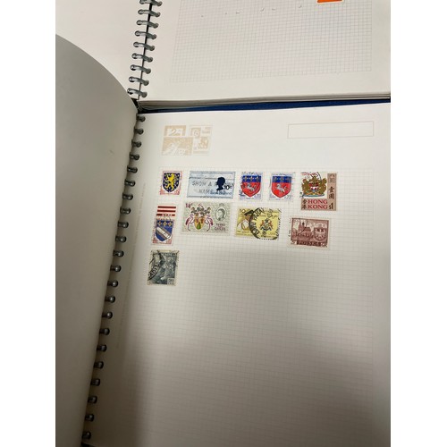 465 - STAMP ALBUMS CONTAINING GB AND COMMONWEALTH WORLD STAMPS AND TWO TEACARD ALBUMS