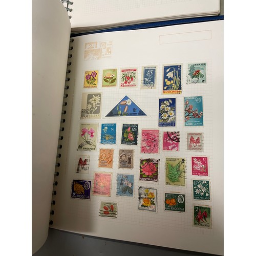 465 - STAMP ALBUMS CONTAINING GB AND COMMONWEALTH WORLD STAMPS AND TWO TEACARD ALBUMS