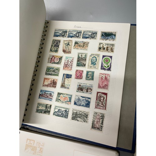 465 - STAMP ALBUMS CONTAINING GB AND COMMONWEALTH WORLD STAMPS AND TWO TEACARD ALBUMS