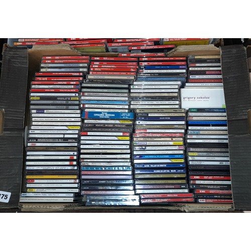 375 - TWO BOXES OF VARIOUS CD MUSIC ASSORTED CLASSICAL TO POP