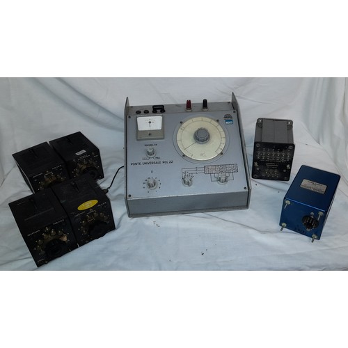 388 - TELEQUIPMENT D61A OSCILLOSCOPE, MUIR HEAD AND CO RESISTANCE BLOCKS AND TRANSFORMERS