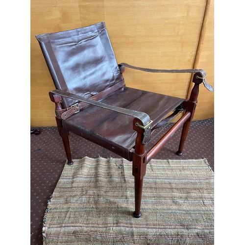 87A - M. HAYAT & BROS. COLLAPSABLE TEAK FRAME “ROORKEE” SAFARI CHAIR