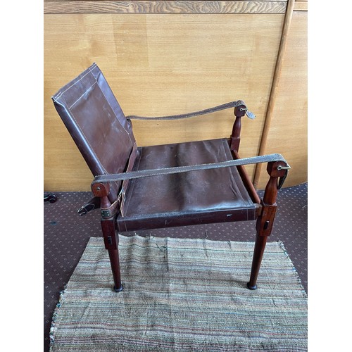 87A - M. HAYAT & BROS. COLLAPSABLE TEAK FRAME “ROORKEE” SAFARI CHAIR