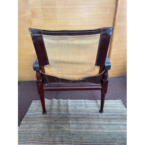 87A - M. HAYAT & BROS. COLLAPSABLE TEAK FRAME “ROORKEE” SAFARI CHAIR