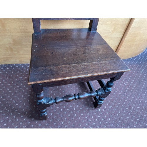 89A - SEVENTEENTH CENTURY OAK FIELDED PANEL BACK SIDE CHAIR