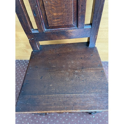 89A - SEVENTEENTH CENTURY OAK FIELDED PANEL BACK SIDE CHAIR