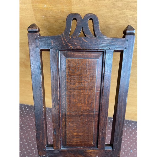 89A - SEVENTEENTH CENTURY OAK FIELDED PANEL BACK SIDE CHAIR