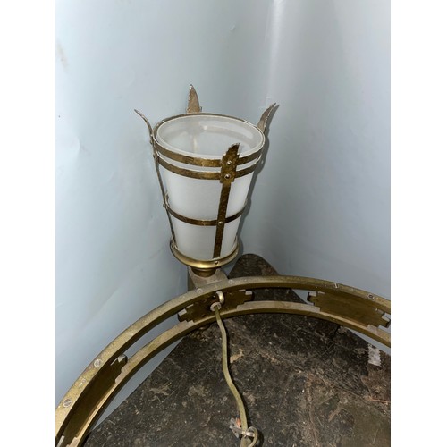 148 - BRASS GILT METAL FOUR TORCH CEILING LIGHT