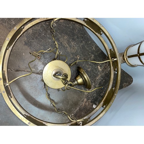 148 - BRASS GILT METAL FOUR TORCH CEILING LIGHT